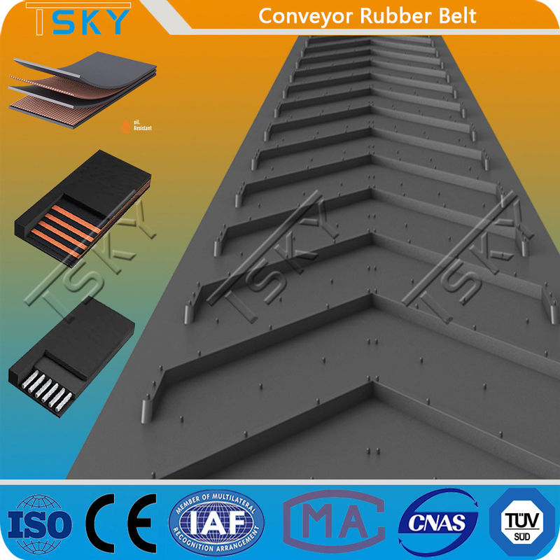 Herring Bone Patterned Rubber Conveyor Belt for industrial transportation